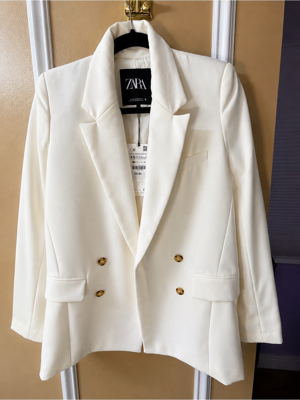 Never worn! Zara White Double-Breasted Women's Blazer Jacket xs - Picture 3 of 3